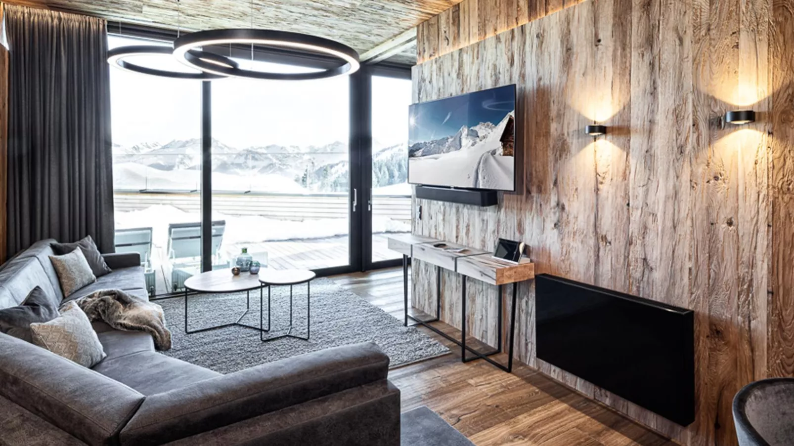 Mountain View Loft Bergkristall-Woonkamer