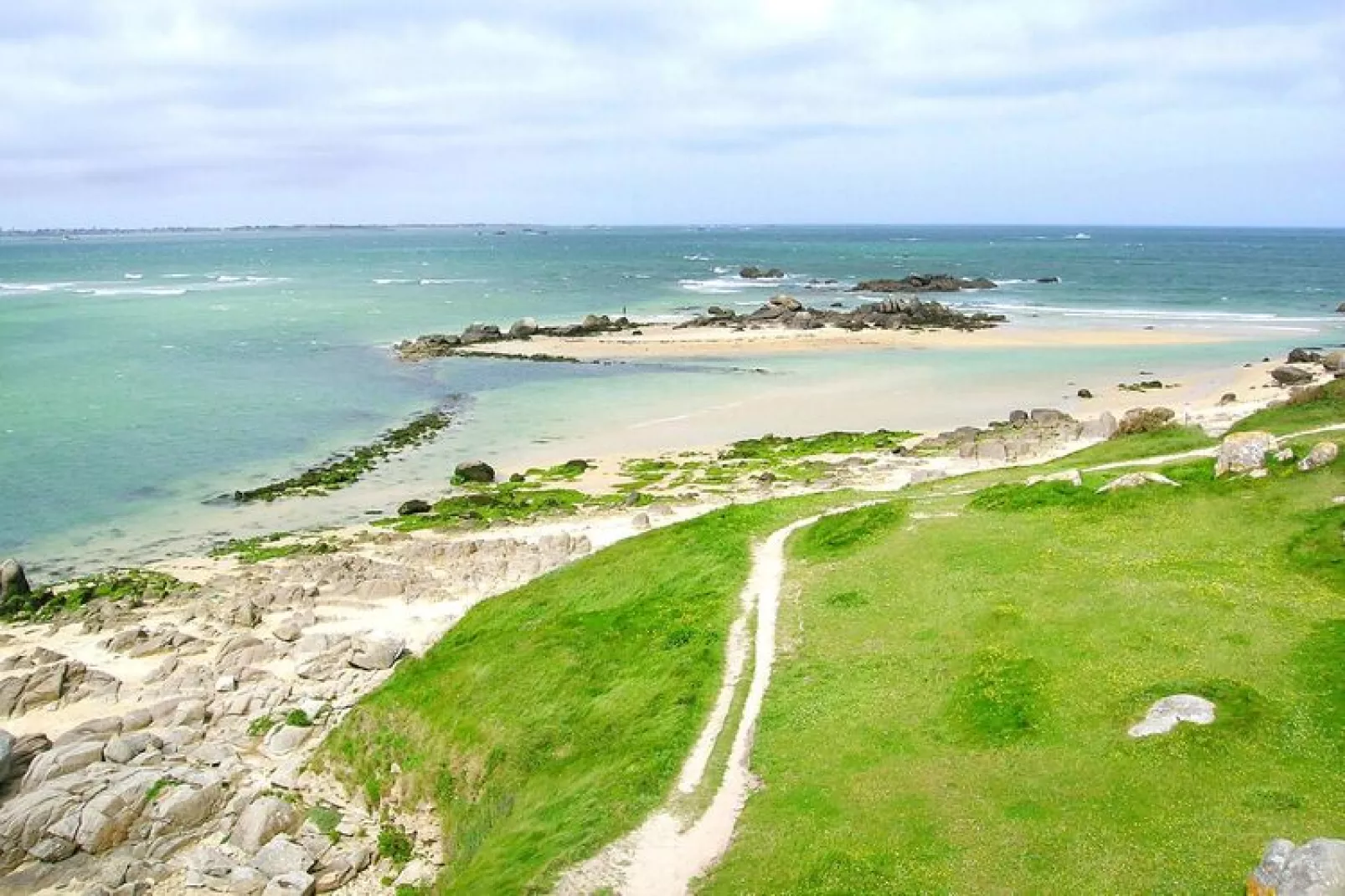 Das Meer vor der Türe 180° Panoramablick Plouescat-Gebieden zomer 5km