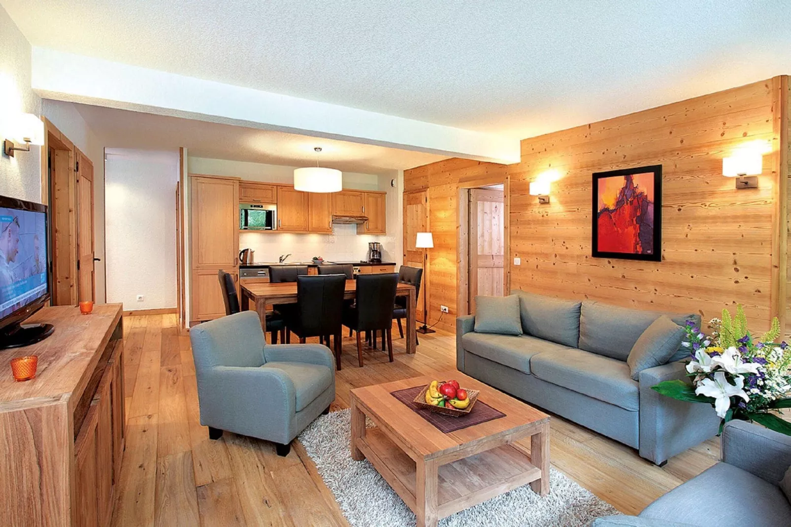 Modern appartement gelegen in authentiek Savoyaards bergdorp-Woonkamer
