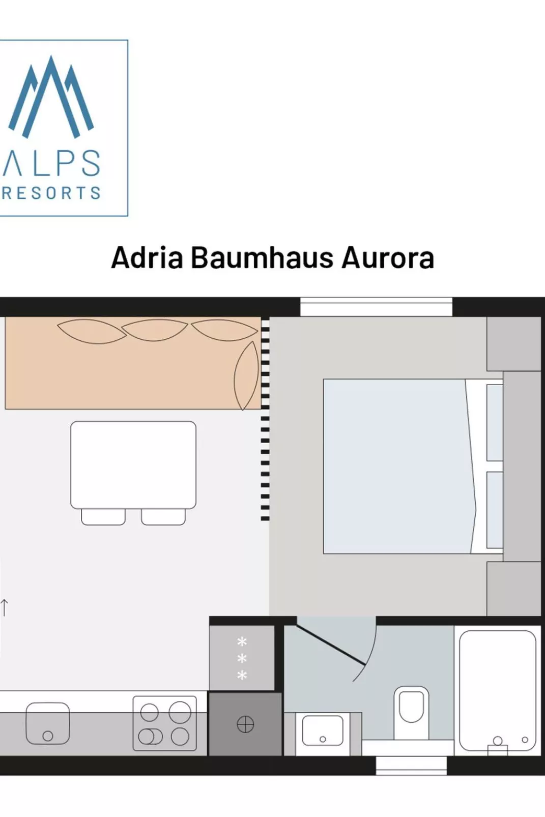 Premium Baumhaus mit 1 Schlafzimmer-Binnen
