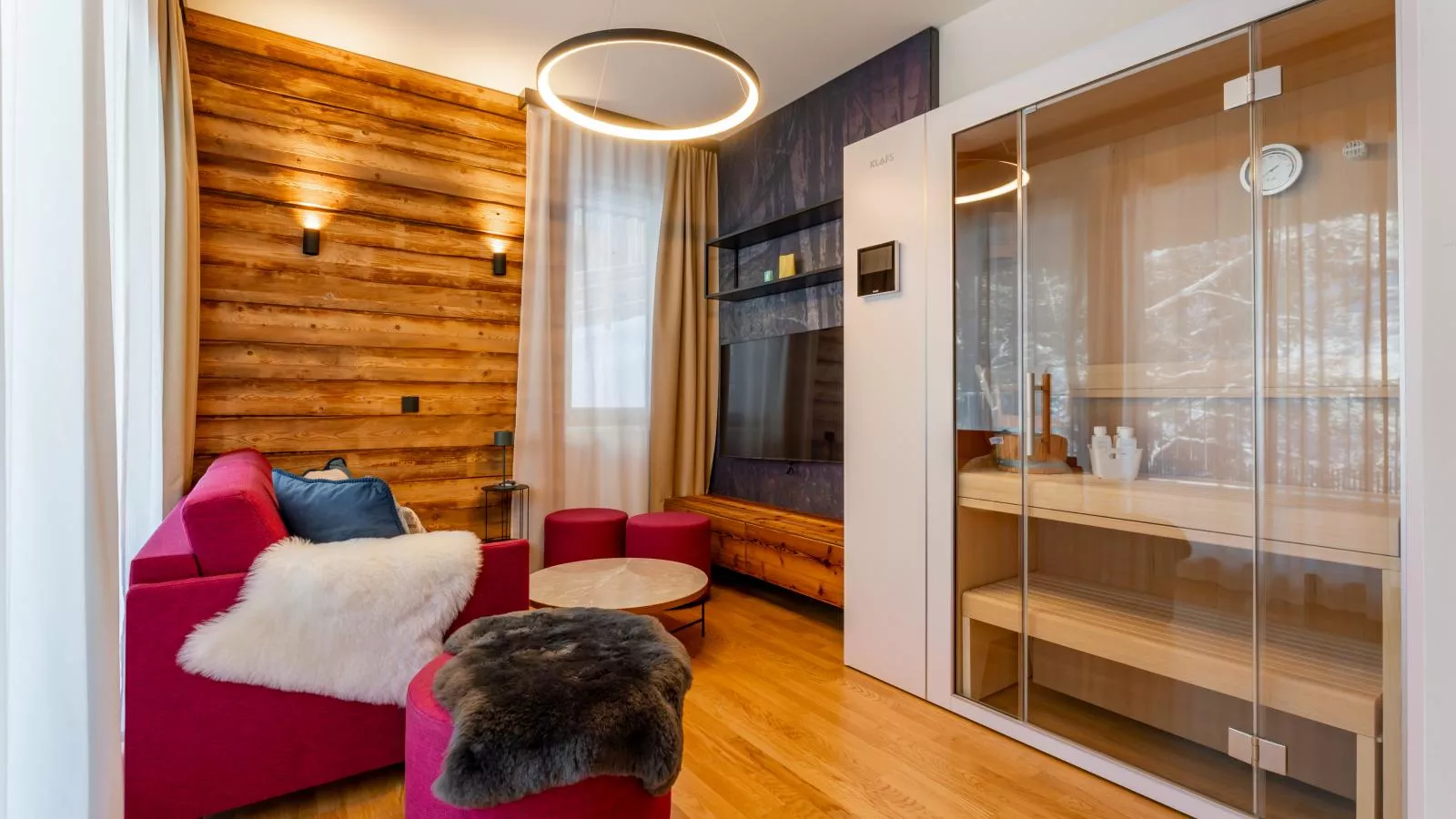 Zirbenlodge Sonnenalpe Nassfeld-Woonkamer