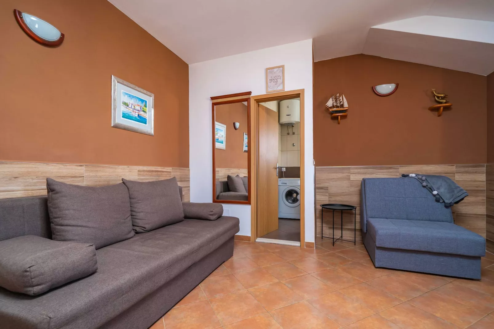 Apartments Senjo - One Bedroom Apartment with Balcony with Sea View (Apartman 1)-Woonkamer