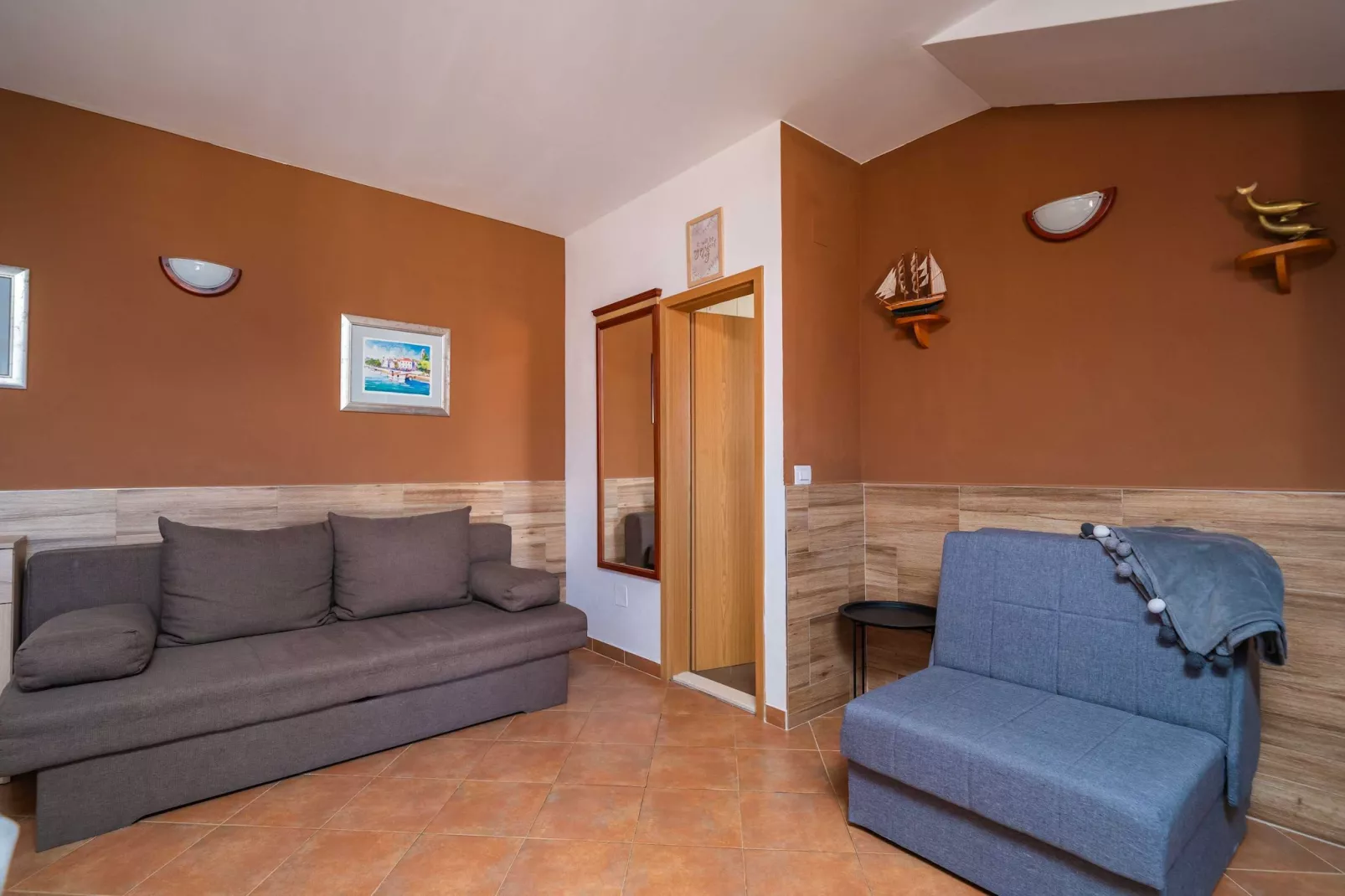 Apartments Senjo - One Bedroom Apartment with Balcony with Sea View (Apartman 1)-Woonkamer