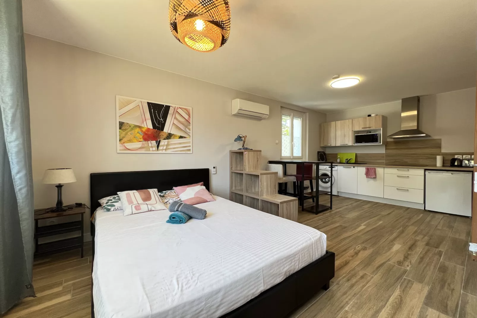 Le Catalan - Studio Cosy, climatisé avec Parking-Slaapkamer