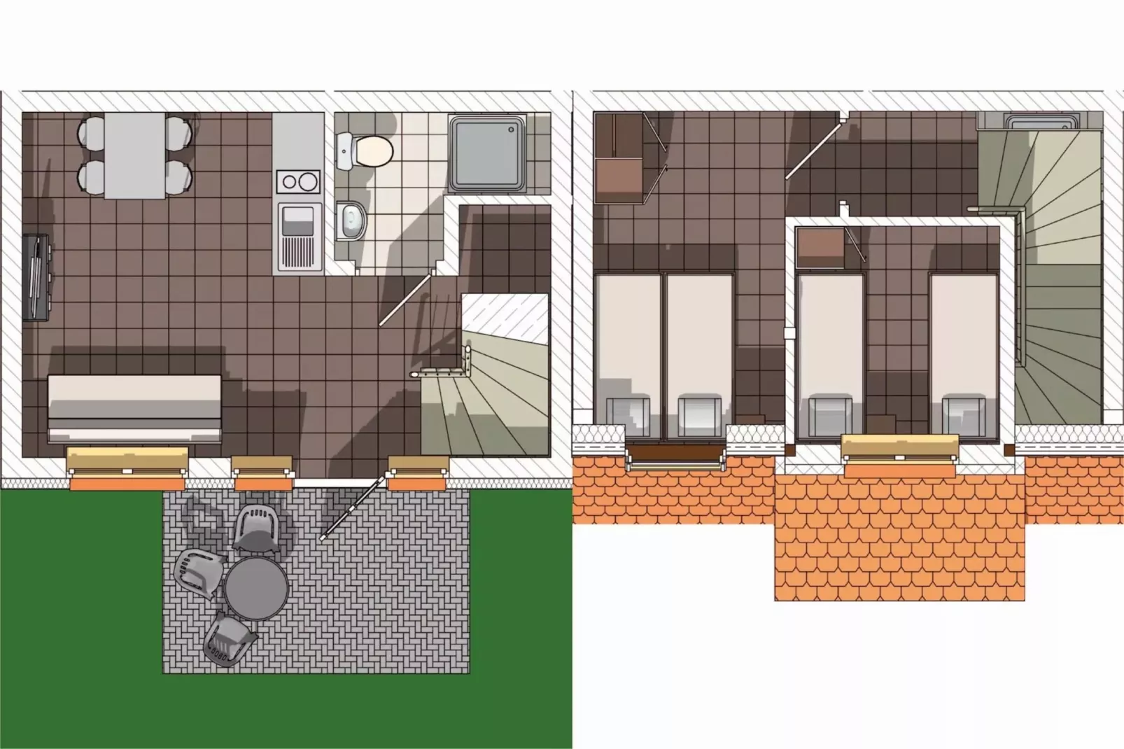 Apartamenty wakacyjne dla 4 osób Rewal-Plattegrond