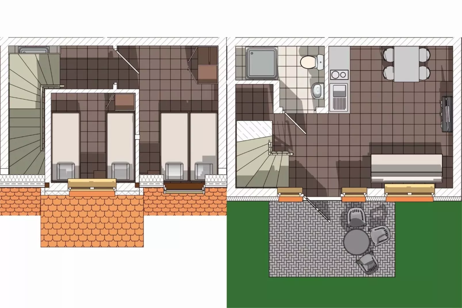 Apartamenty wakacyjne dla 4 osób Rewal-Plattegrond