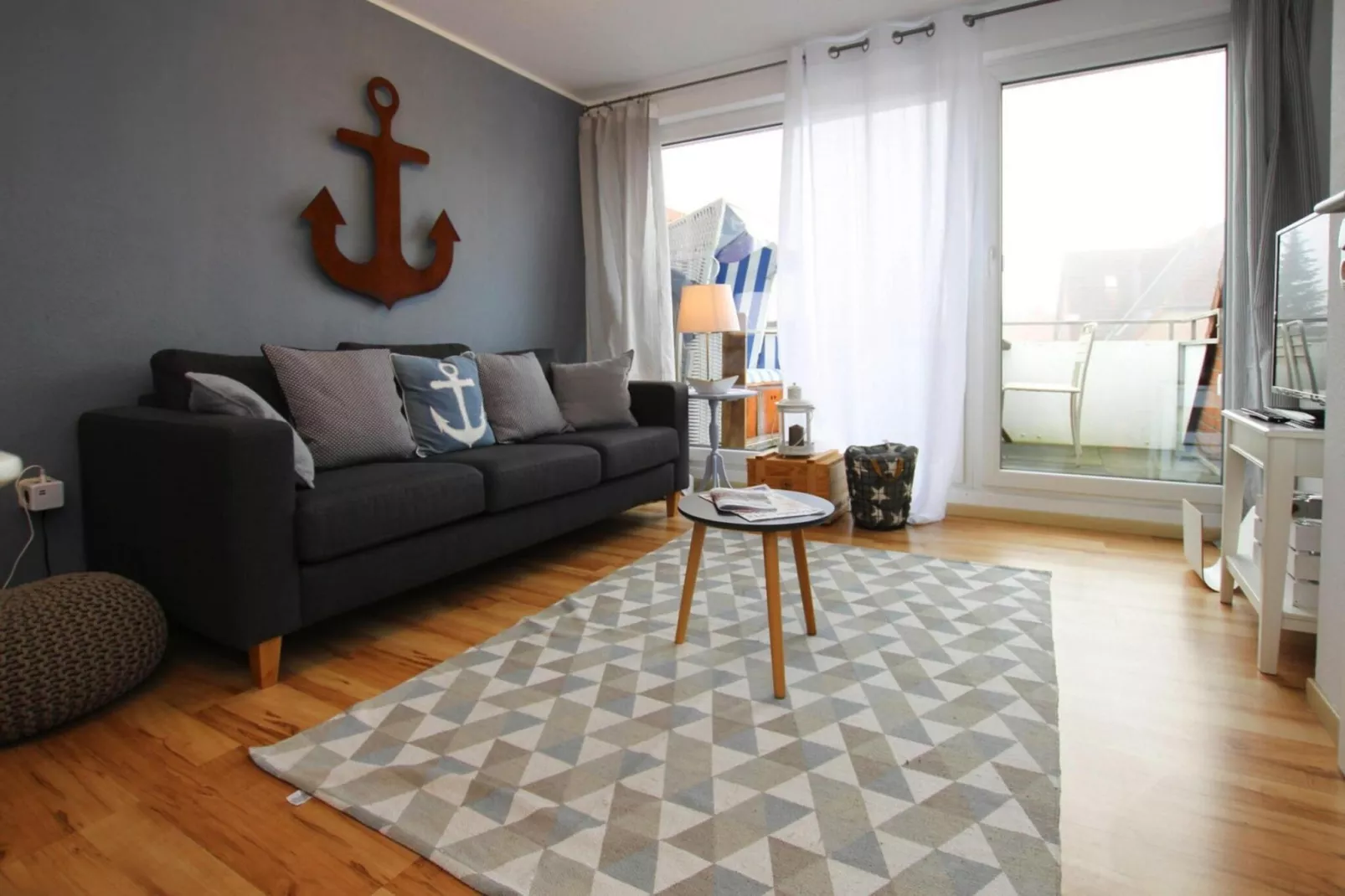 Ferienwohnung nordisch Garding-Woonkamer