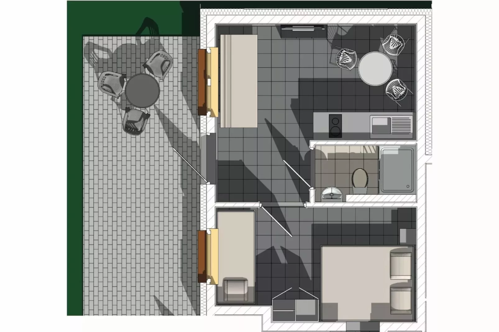 Apartamenty wakacyjne dla 3 osób Rewal-Plattegrond