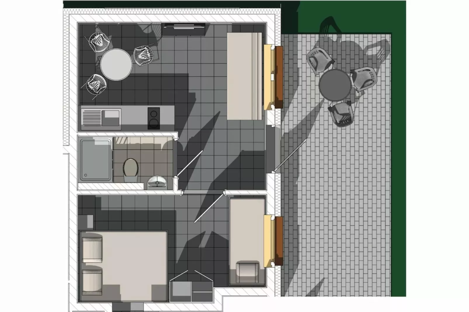Apartamenty wakacyjne dla 3 osób Rewal-Plattegrond
