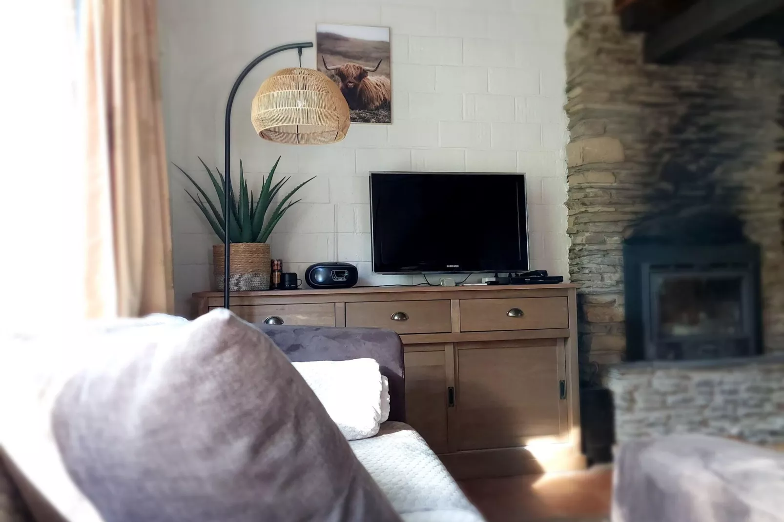 Fijne vakantiewoning in Hastière met een tuin-Woonkamer