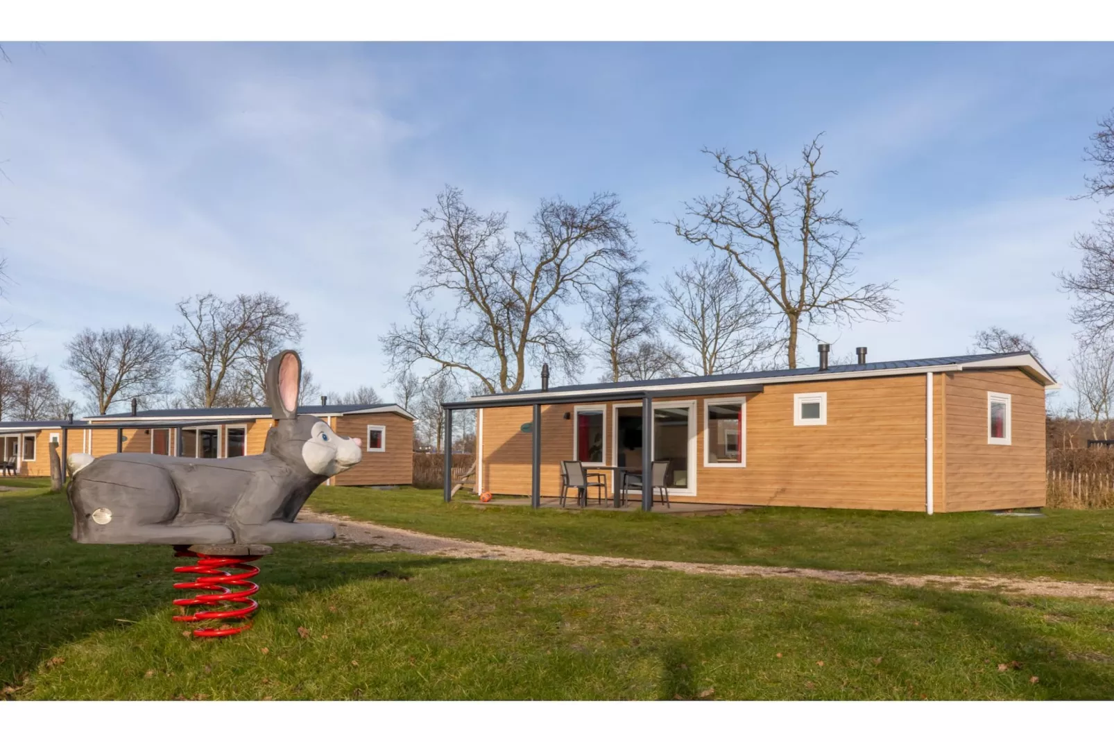 Chalet - Camping de Duinhoeve 'Bosdier'-Buitenkant zomer