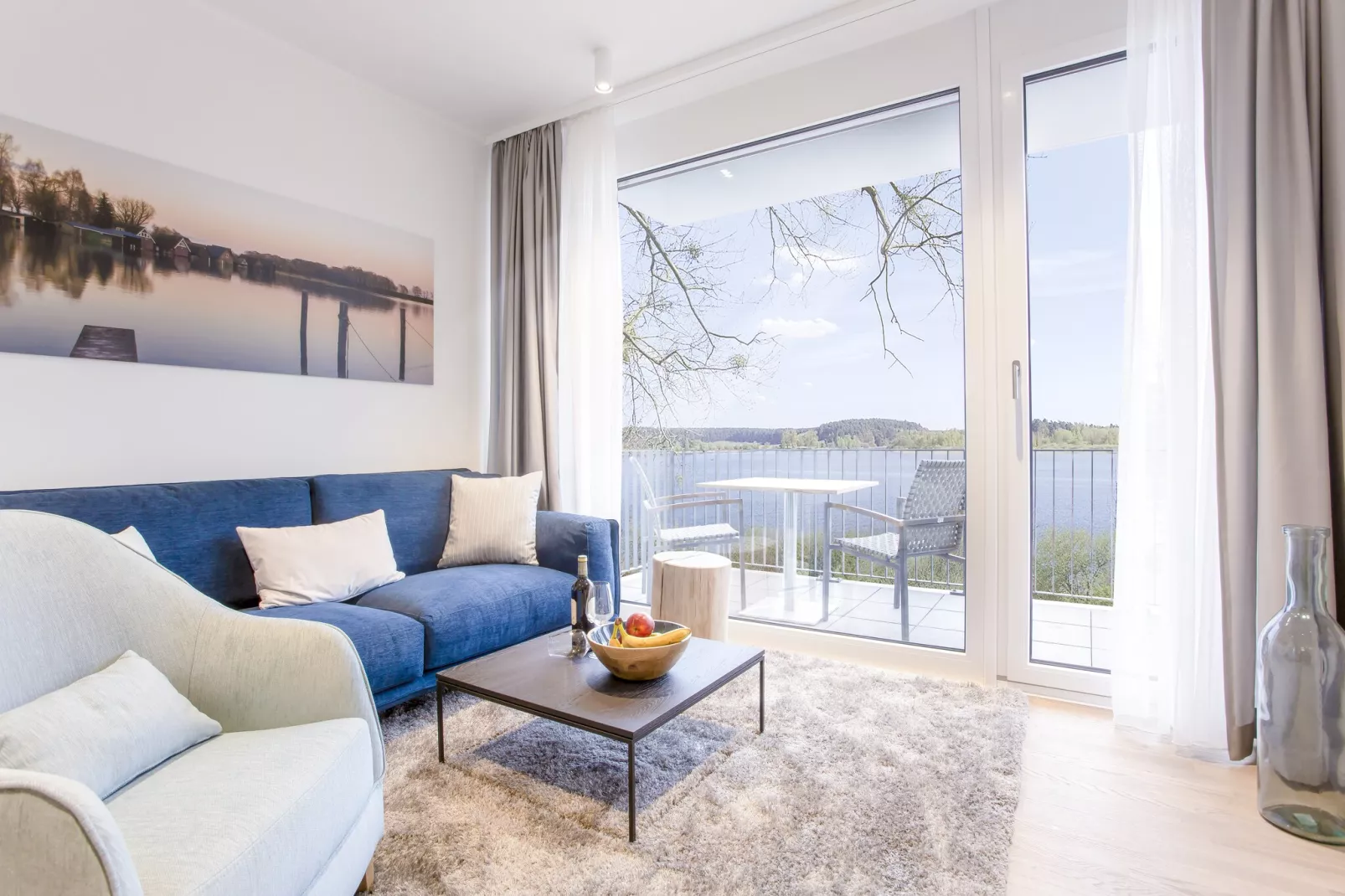Apartments im MAREMÜRITZ Yachthafen Resort & Spa / Aurora Müritzblick 2 Personen-Woonkamer