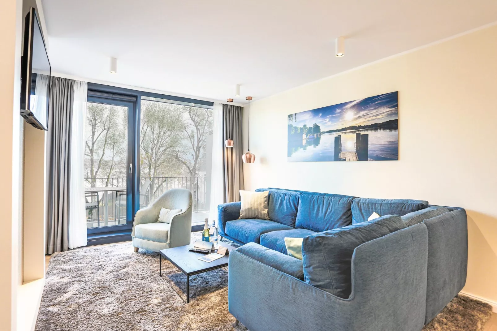 Apartments im MAREMÜRITZ Yachthafen Resort & Spa / Kompass Maisonette 70 qm-Woonkamer