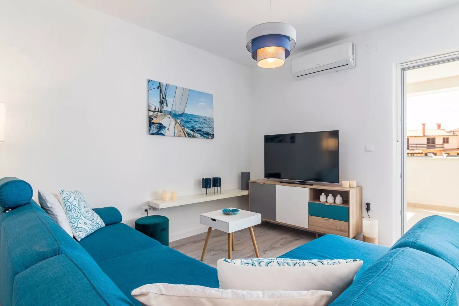Pool Apartment Sax with Sea View (Private Pool)-Woonkamer
