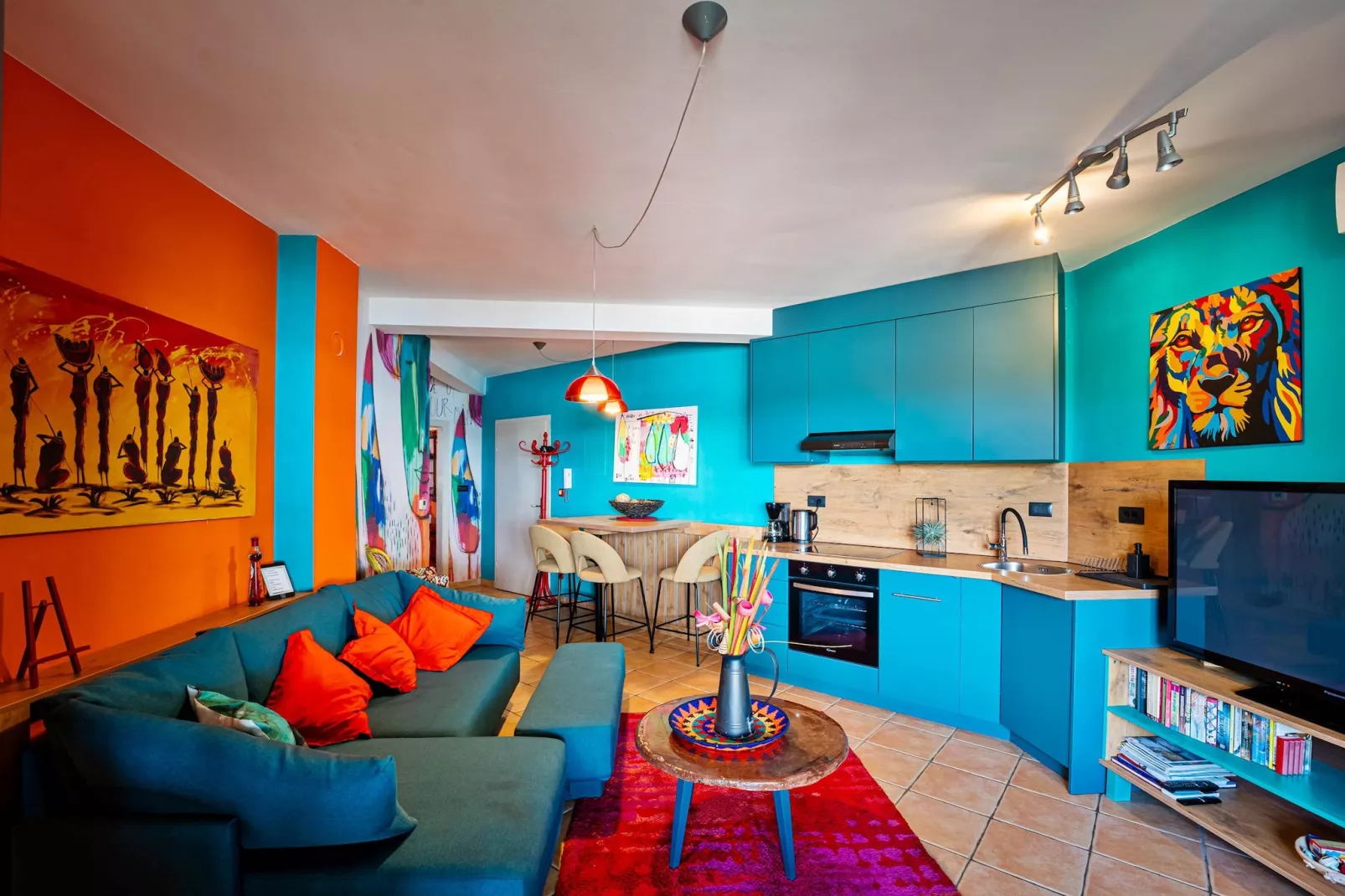 Oliveto - Apt. Sole with Sea View-Woonkamer
