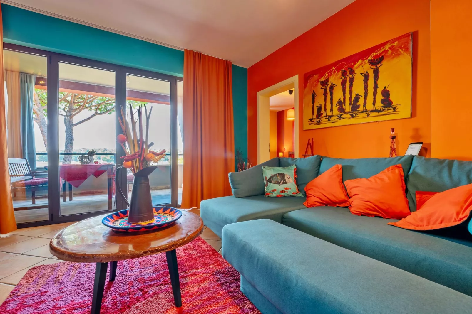 Oliveto - Apt. Sole with Sea View-Woonkamer