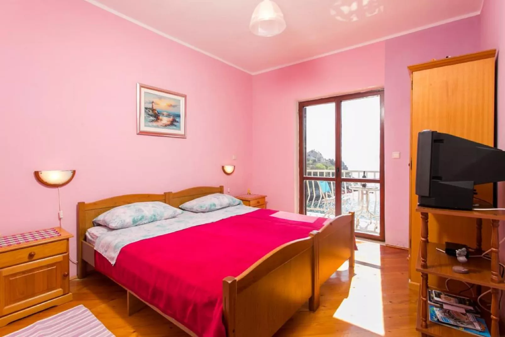 Apartments Neve - One-Bedroom Apartment with Balcony and Sea View-Slaapkamer