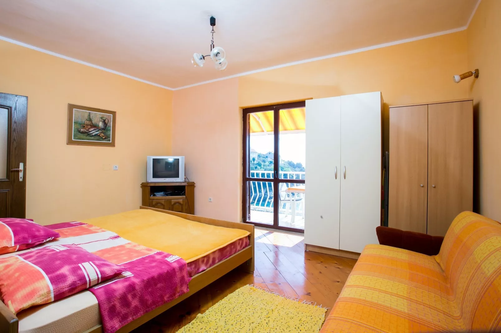 Apartments Neve - Two-Bedroom Apartment with Balcony and Sea View-Slaapkamer