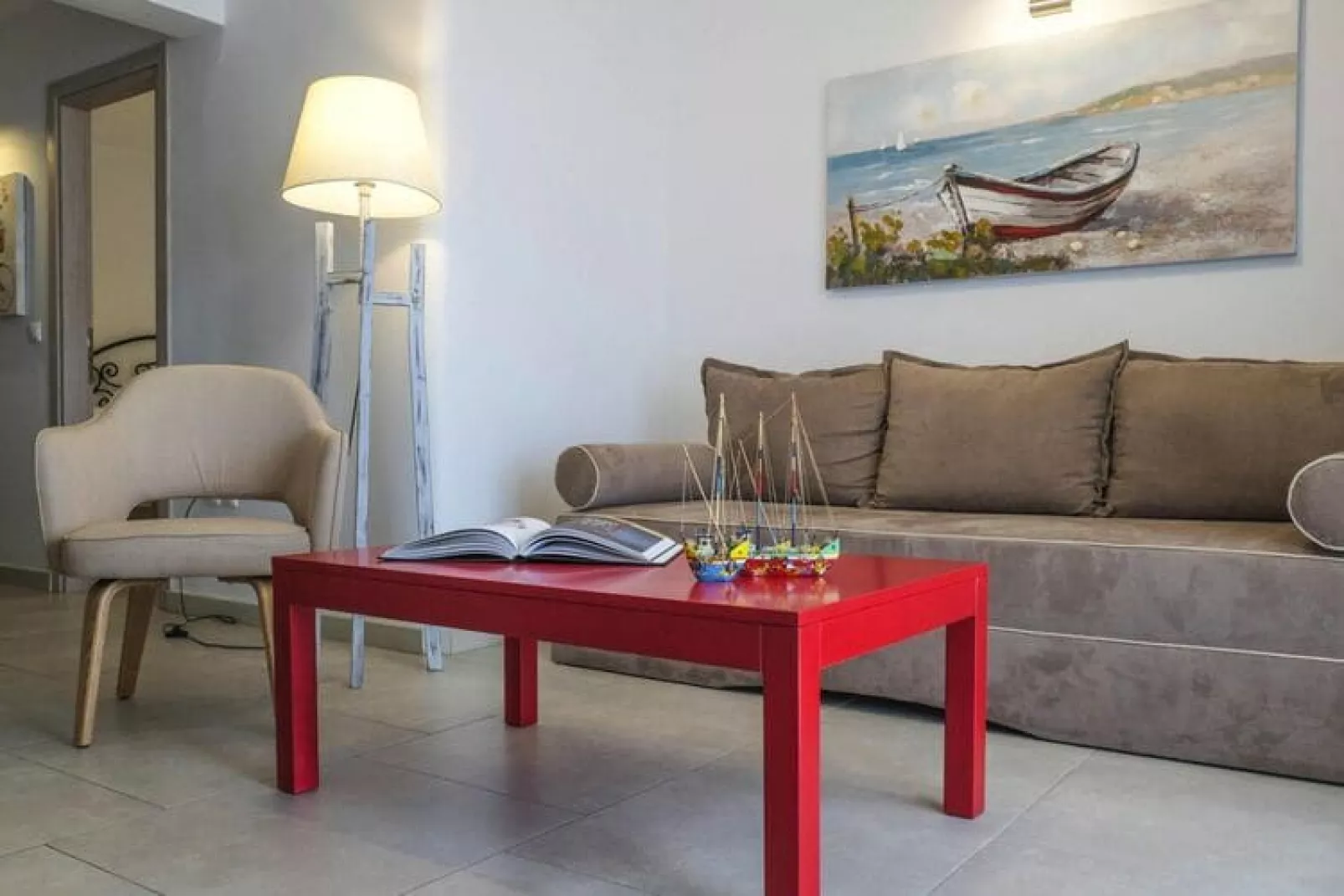 Holiday residence Acrotel Athena Villas, Elia Beach-1-bedroom-apartment ground floor-Woonkamer