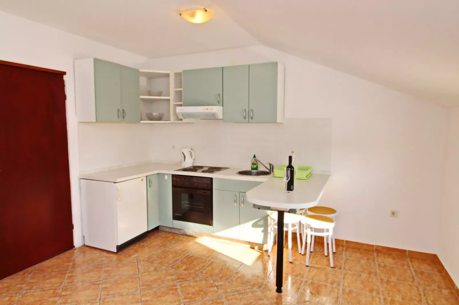Apartments Marković Orebić- One Bedroom Apartment with Terrace and Sea View (A3)-Keuken