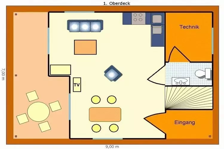Haus 7 - Steg F - Comfort / 4 Personen-Plattegrond