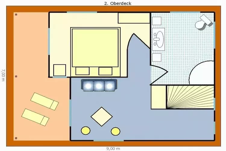 Haus 7 - Steg F - Comfort / 4 Personen-Plattegrond