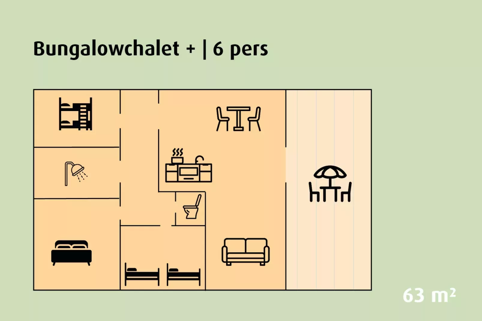 Bungalow Chalet+ | 2 - 6 people-Plattegrond