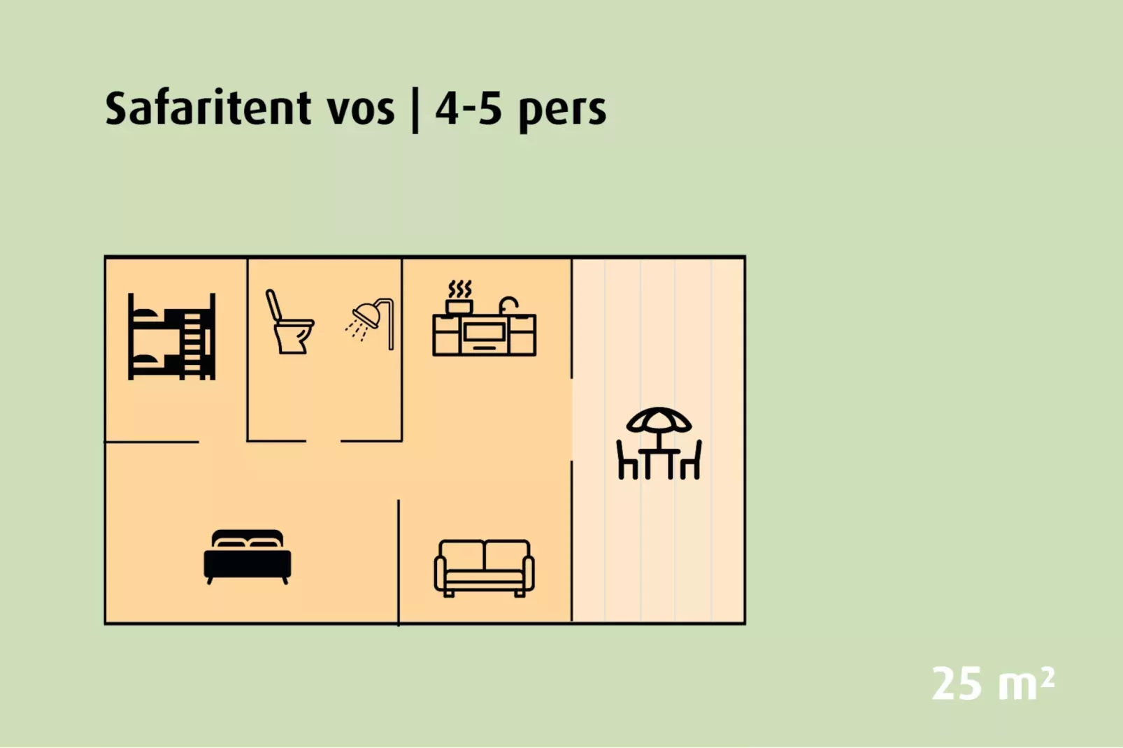 Safari tent 'Vos' | 2 - 5 people | pet allowed-Plattegrond