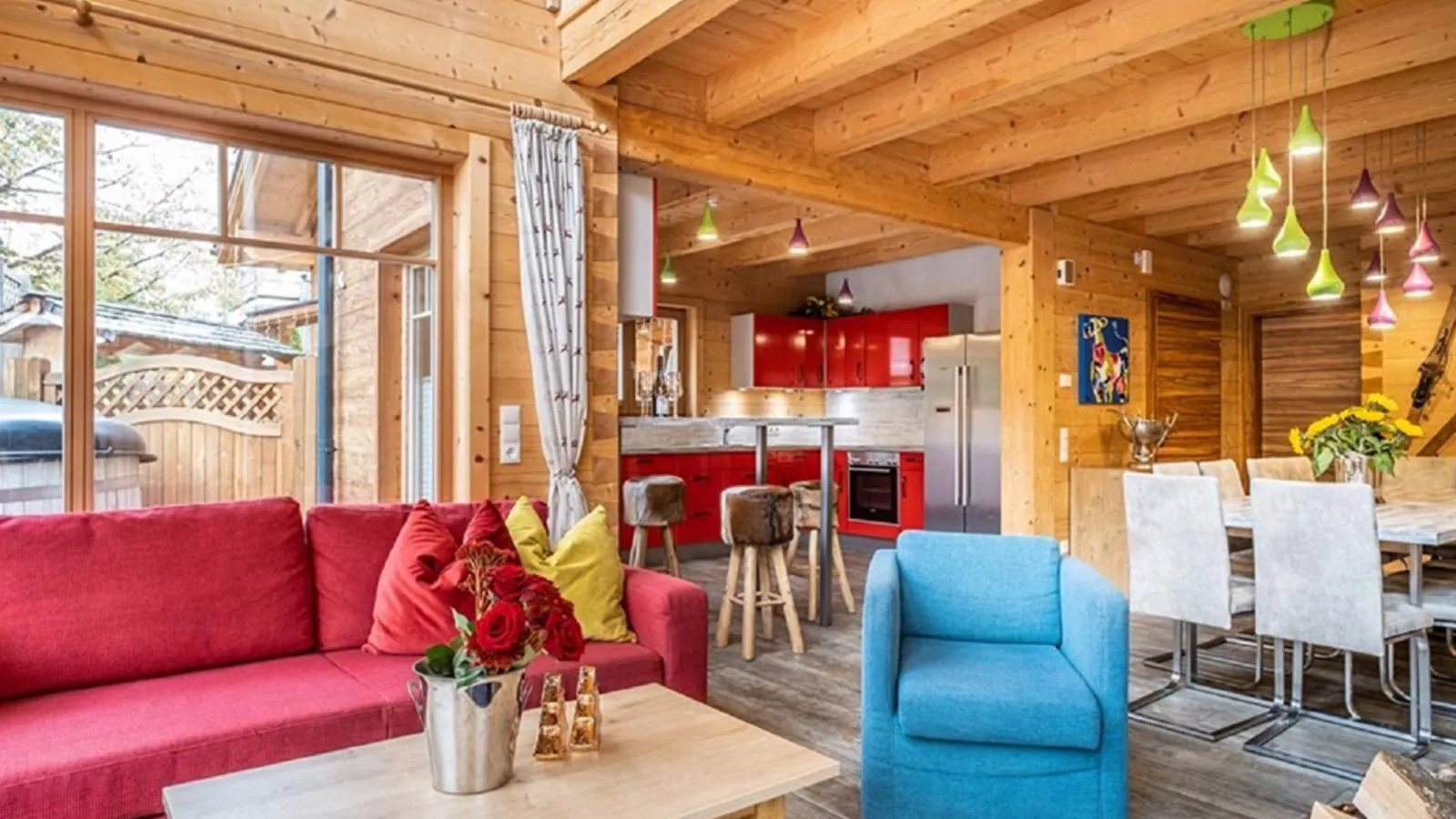 Luxury Lodge Kaprun XL-Woonkamer