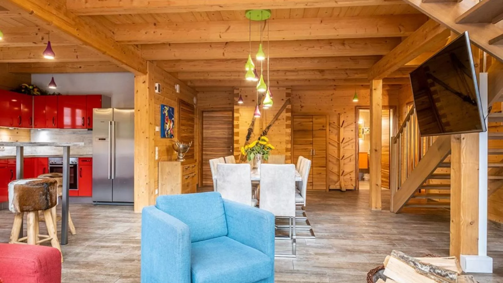 Luxury Lodge Kaprun XL-Woonkamer