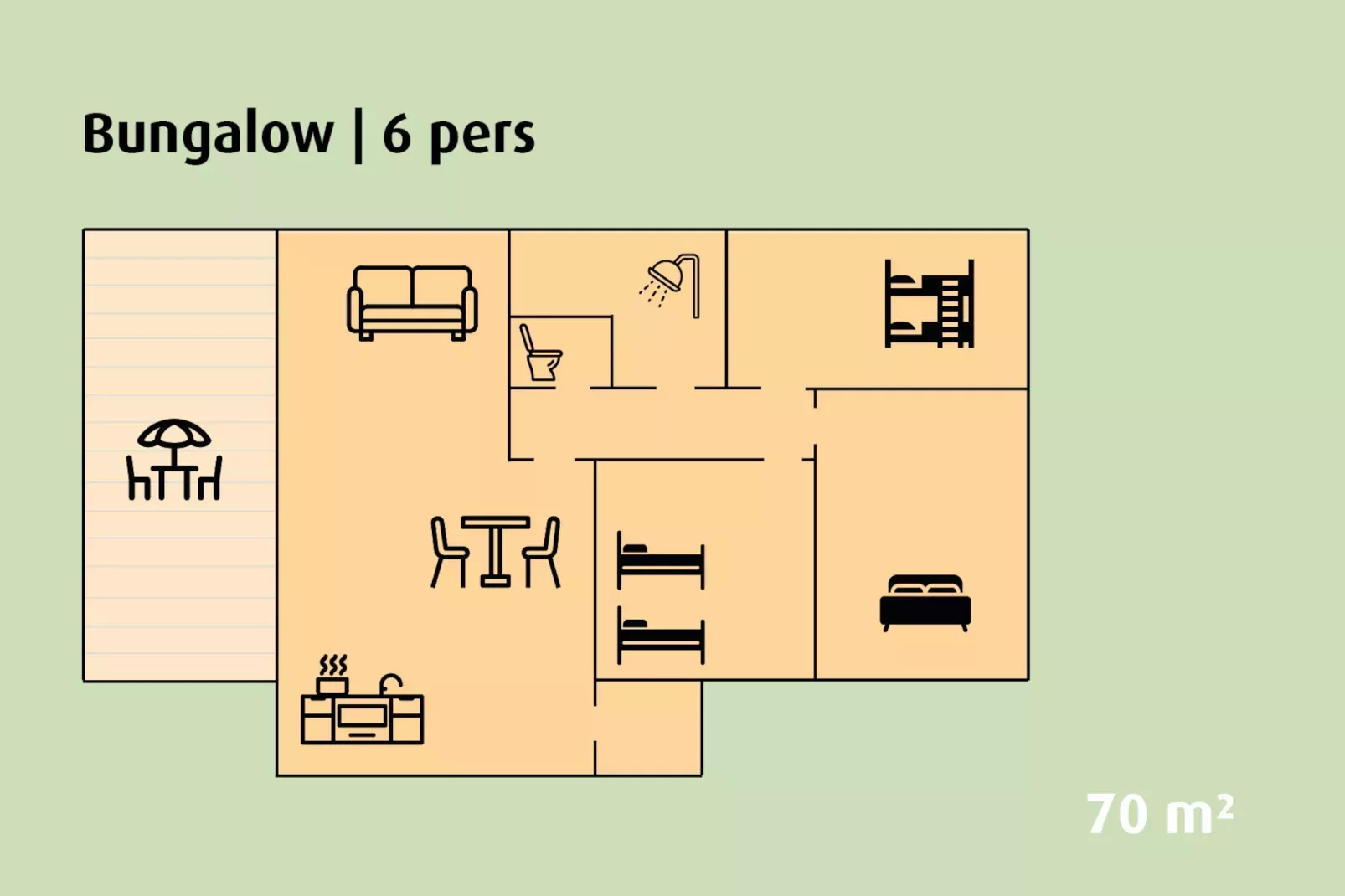 Semi-detached Bungalow | 2 - 6 people-Plattegrond
