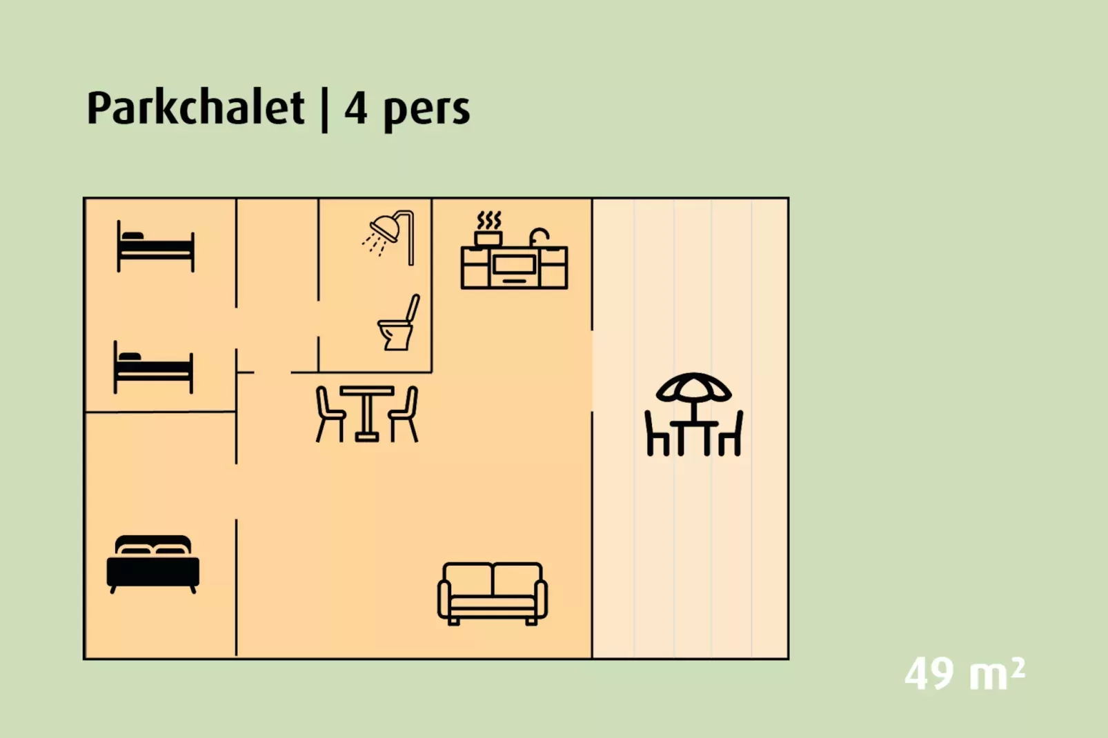 Parkchalet | 2 - 4 pers.-Plattegrond