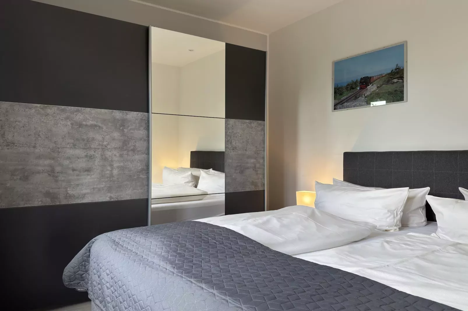 Apartment im alten Bahnhof-Slaapkamer