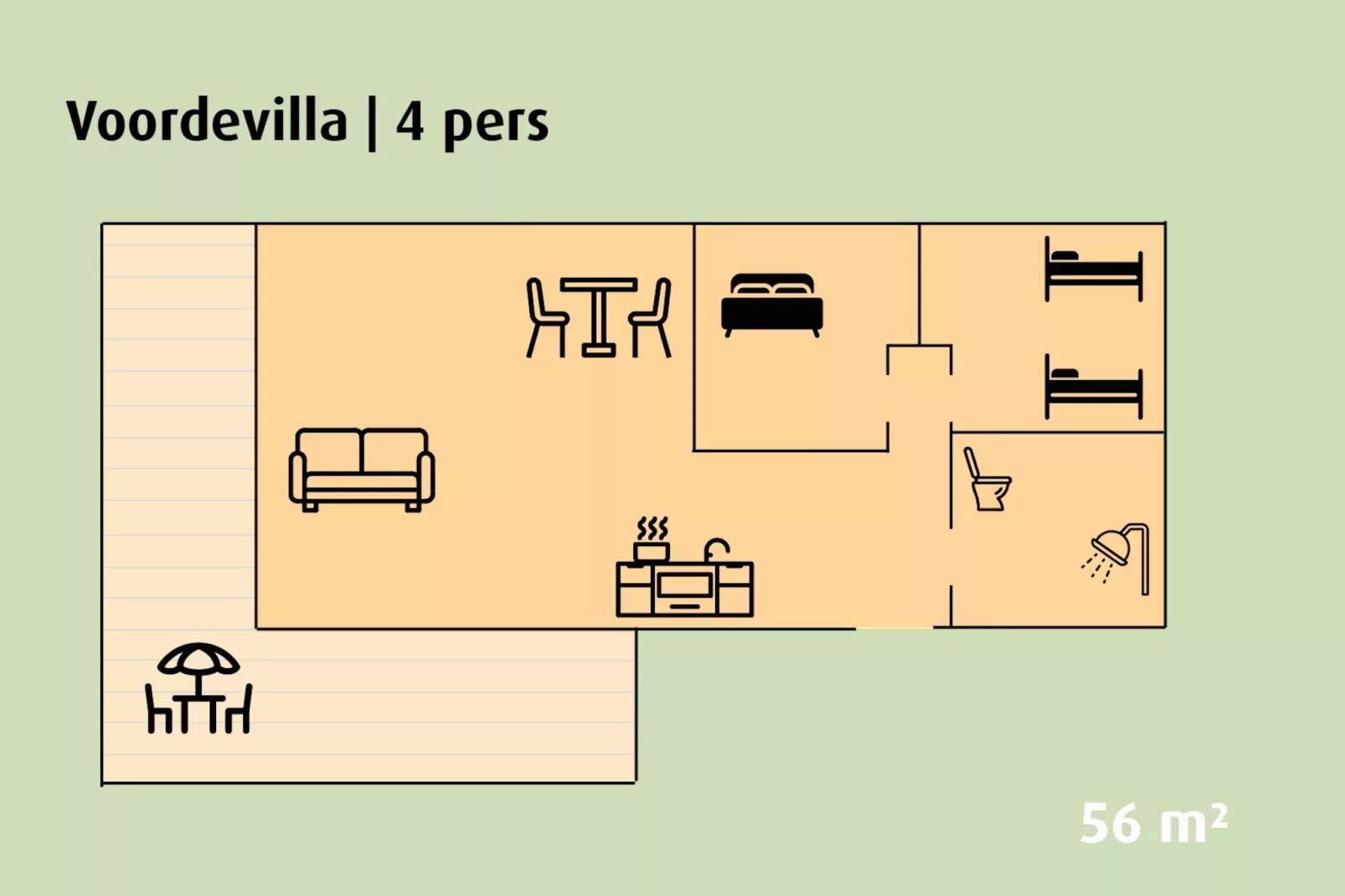 Voordevilla | 2 - 4 persons-Plattegrond
