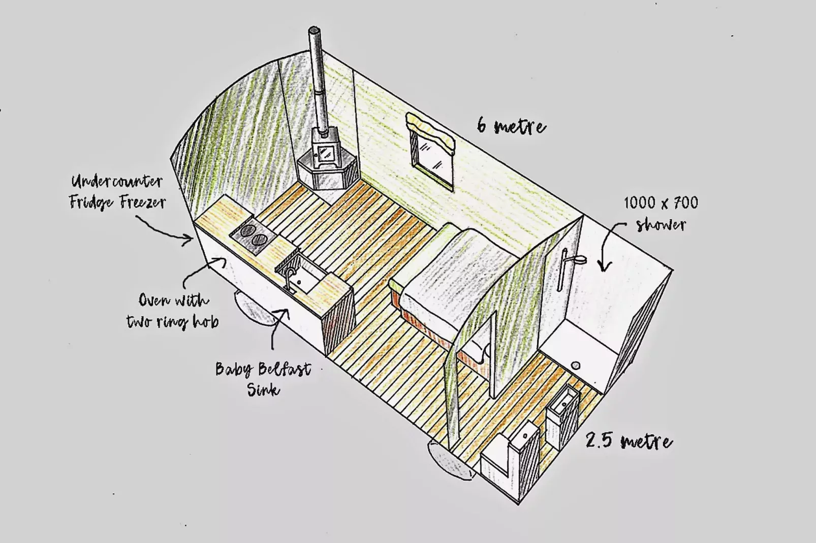 'Joan' Shepherds Hut-Plattegrond