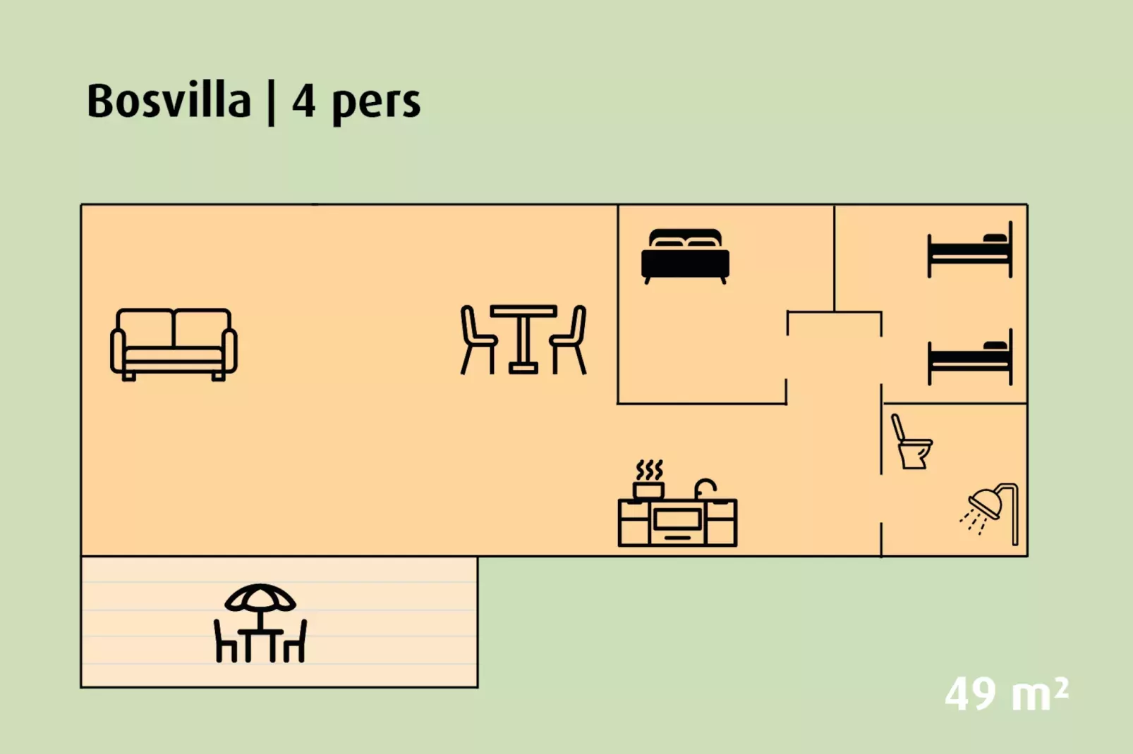 Bosvilla | 2 - 4 persons-Plattegrond