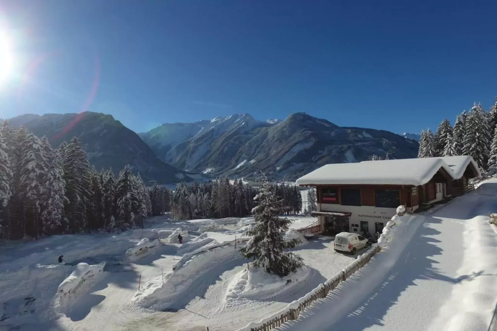 Nationalpark Chalet Schneespitze-Gebied winter 1km