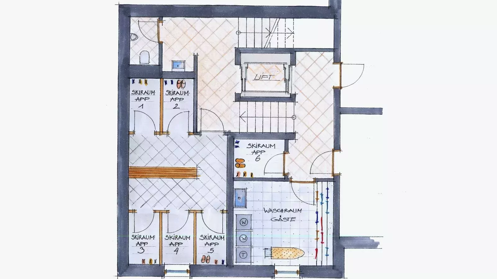 Next to the ski lift A 4-Plattegrond