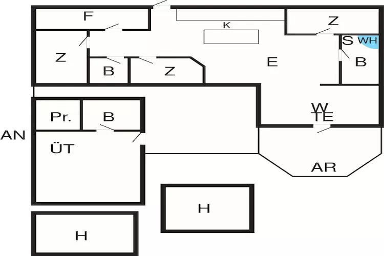 14 persoons vakantie huis in Løkken-Plattegrond