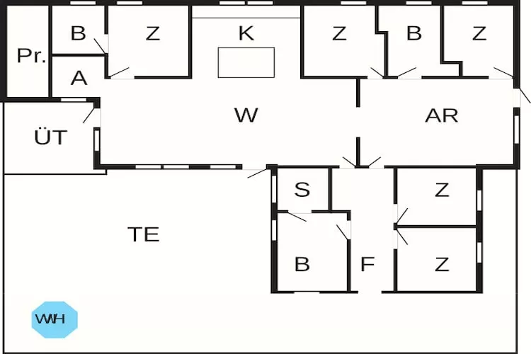10 persoons vakantie huis in Blåvand-Plattegrond