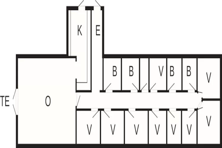 Delt værelse til 6 personer-Plattegrond