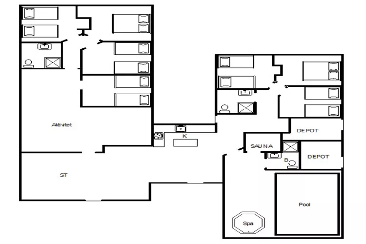 18 persoons vakantie huis in Nørre Nebel-Plattegrond