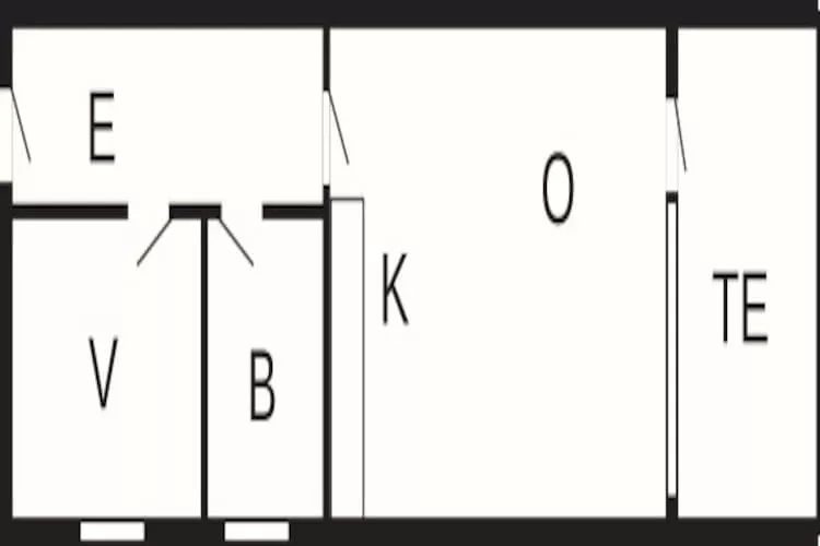 2 room south facing-Plattegrond