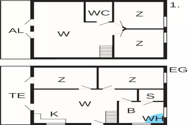 2 levels, 6 persons-Plattegrond