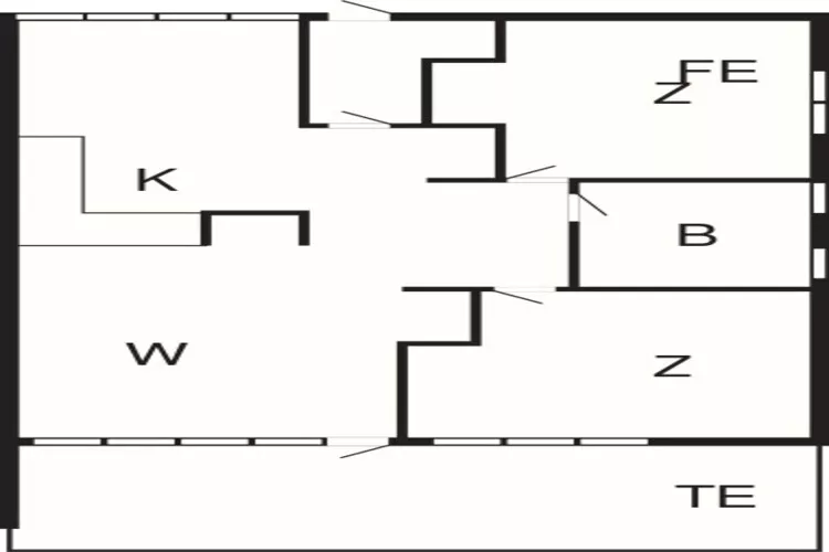 3 room, close to the sea/dike-Plattegrond