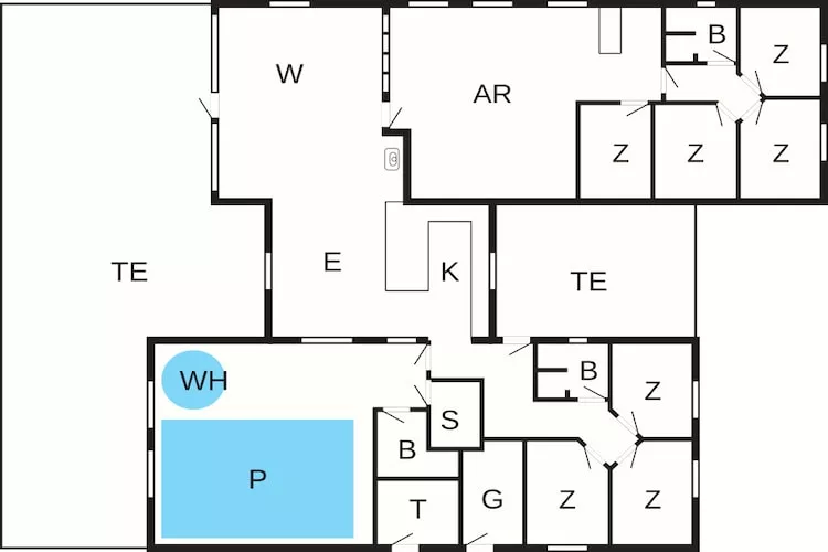 Luxe zwembad retraite in Henne -- By Traum Ferienwohnungen-Plattegrond