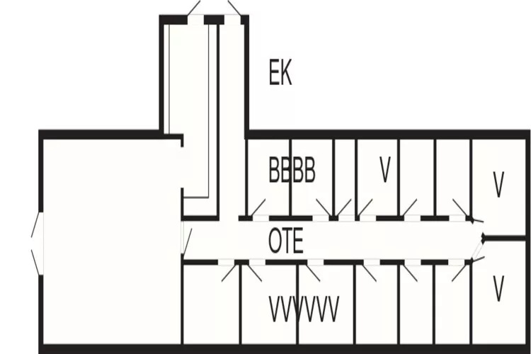 Delt værelse til 6 personer-Plattegrond