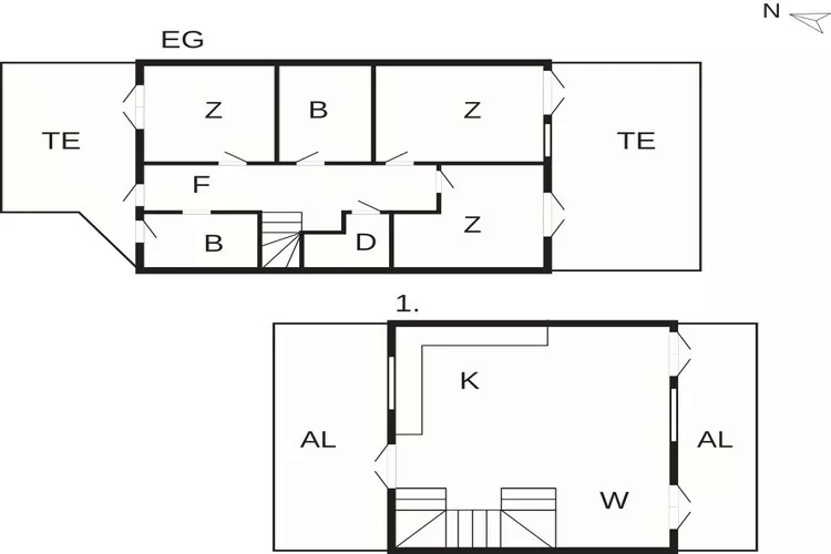 4 room,2 levels-Plattegrond