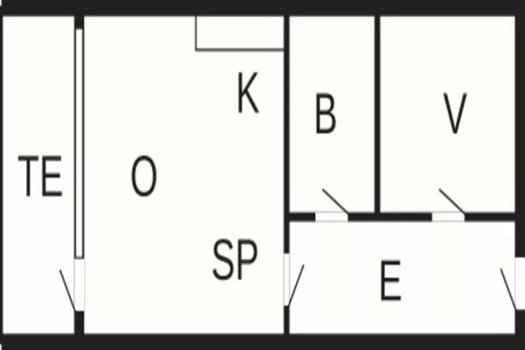 2 room,ground floor,44m2-Plattegrond