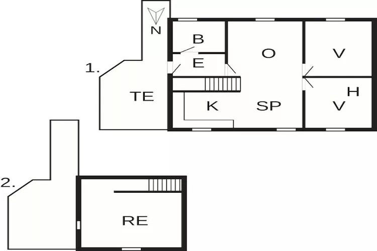 4 room,2 levels-Plattegrond